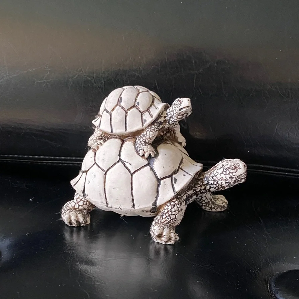 White Tortoise on Tortoise Figurine for Reptile Lovers